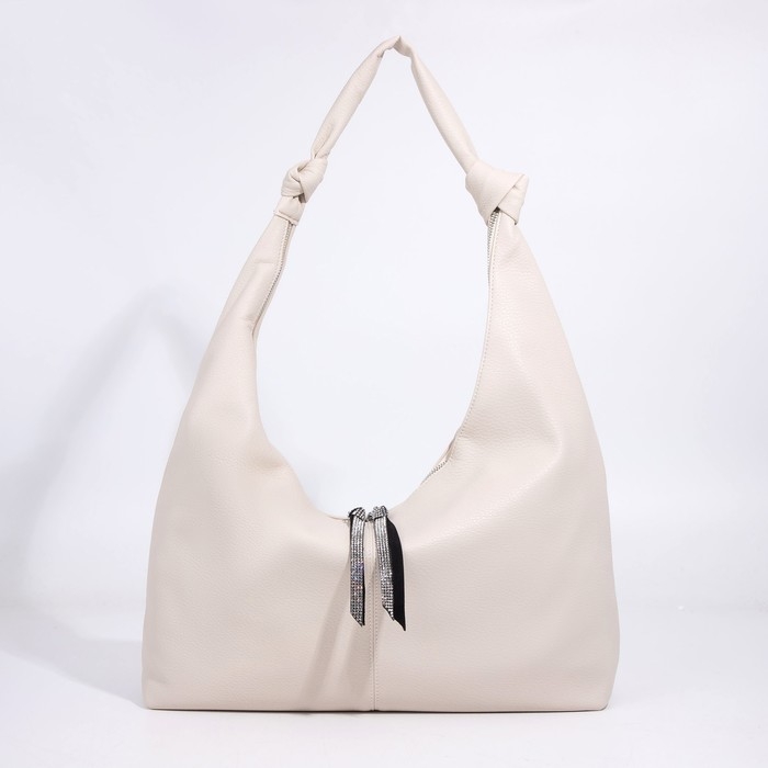 Сумка-хобо на молнии, цвет белый Сумка-хобо на молнии, цвет белый