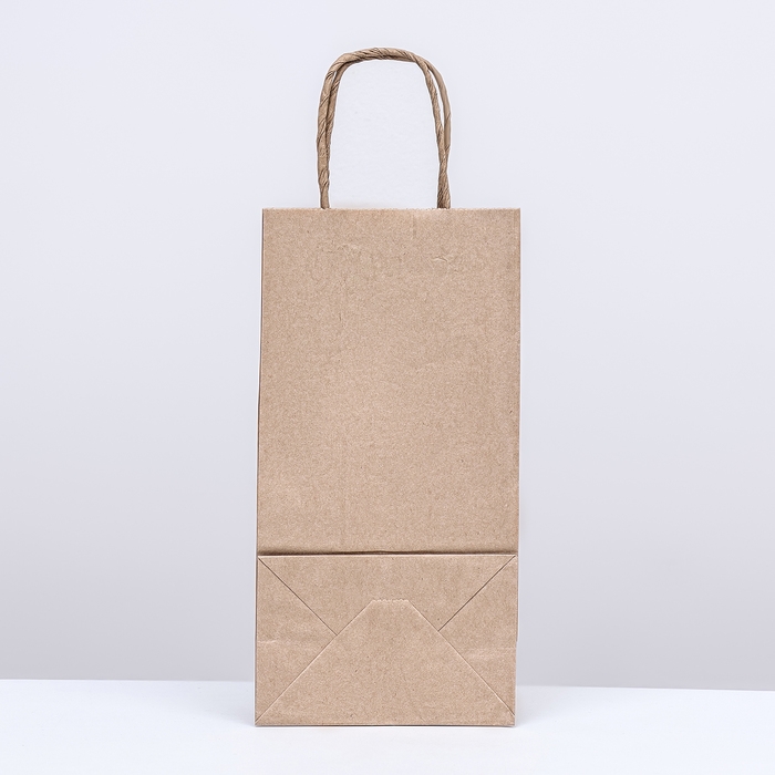 Пакет крафт без печати, круглая ручка 12 х 8 х 24 см,набор 10 шт Пакет крафт без печати, круглая ручка 12 х 8 х 24 см,набор 10 шт