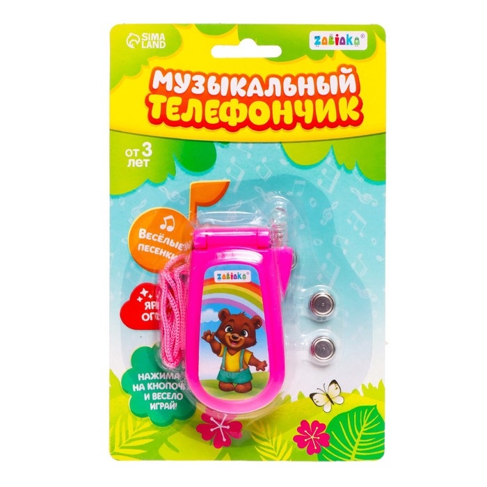 Музыкальный телефон «Зверюшки», русская озвучка, световые эффекты, работает от батареек, МИКС Музыкальный телефон «Зверюшки», русская озвучка, световые эффекты, работает от батареек, МИКС
