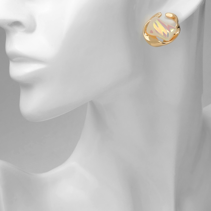 Серьги с жемчугом «Абстракция» волна, цвет золото Серьги с жемчугом «Абстракция» волна, цвет золото