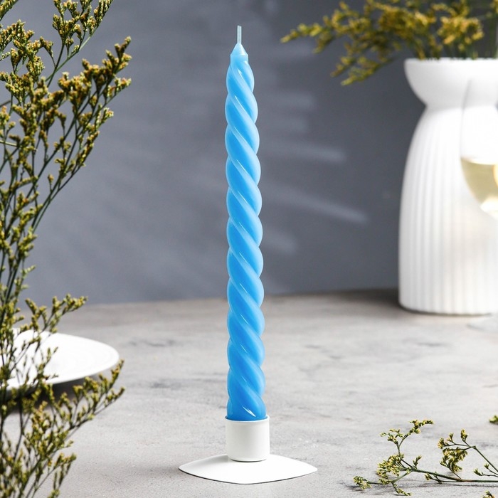 Свеча витая, 2,3х 24,5 см, 5 ч, 50 г, синяя Свеча витая, 2,3х 24,5 см, 5 ч, 50 г, синяя