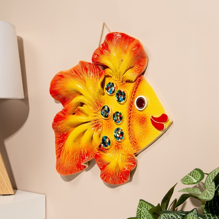 Сувенир Сувенир "Золотая рыбка", вид 1, майолика, 25 см, микс