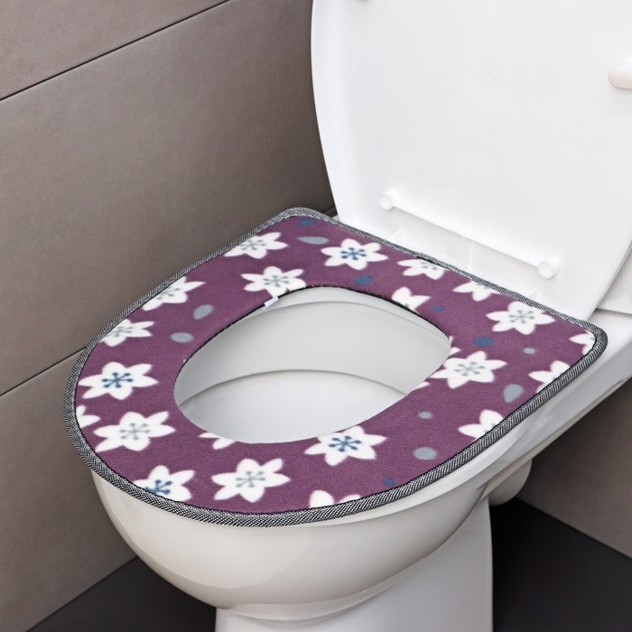 Чехол на сиденье для унитаза на липучках «Цветы», 35×45 см, цвет МИКС Чехол на сиденье для унитаза на липучках «Цветы», 35×45 см, цвет МИКС