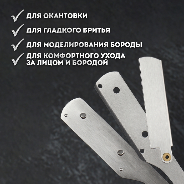 Опасная бритва, шаветт, без лезвия, 13,3 × 21 × 2,8 см, стальная, цвет серебристый Опасная бритва, шаветт, без лезвия, 13,3 × 21 × 2,8 см, стальная, цвет серебристый