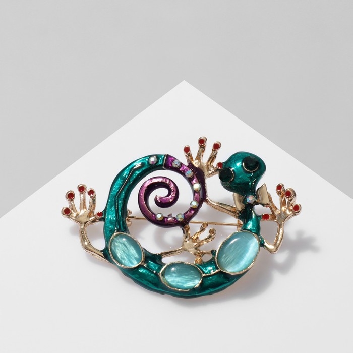Брошь «Хамелеон», цветная в золоте Брошь «Хамелеон», цветная в золоте