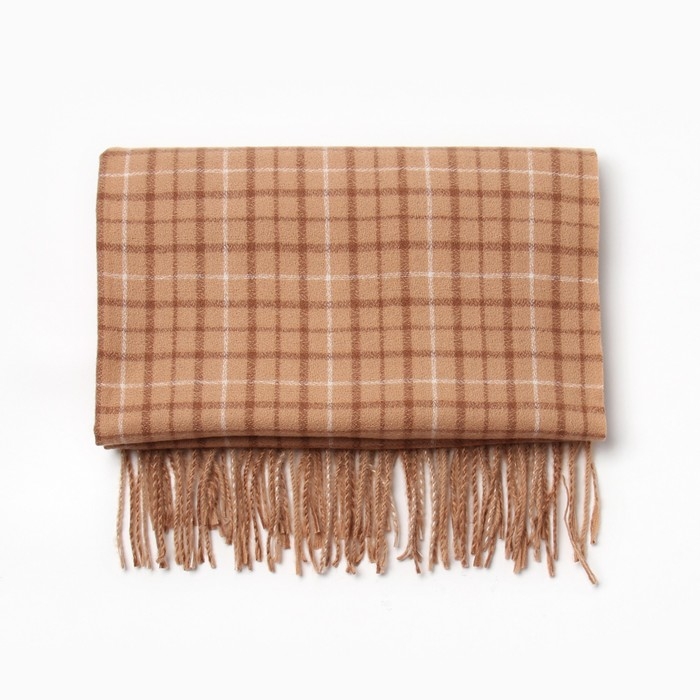 Шарф зимний с кистями MINAKU 65*180 + 8 см цвет бежевый Шарф зимний с кистями MINAKU 65*180 + 8 см цвет бежевый