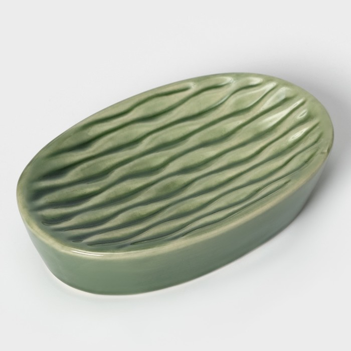 Набор аксессуаров для ванной комнаты Доляна «Волны», 4 предмета (дозатор 340 мл, мыльница, 2 стакана 330 мл), цвет зелёный Набор аксессуаров для ванной комнаты Доляна «Волны», 4 предмета (дозатор 340 мл, мыльница, 2 стакана 330 мл), цвет зелёный