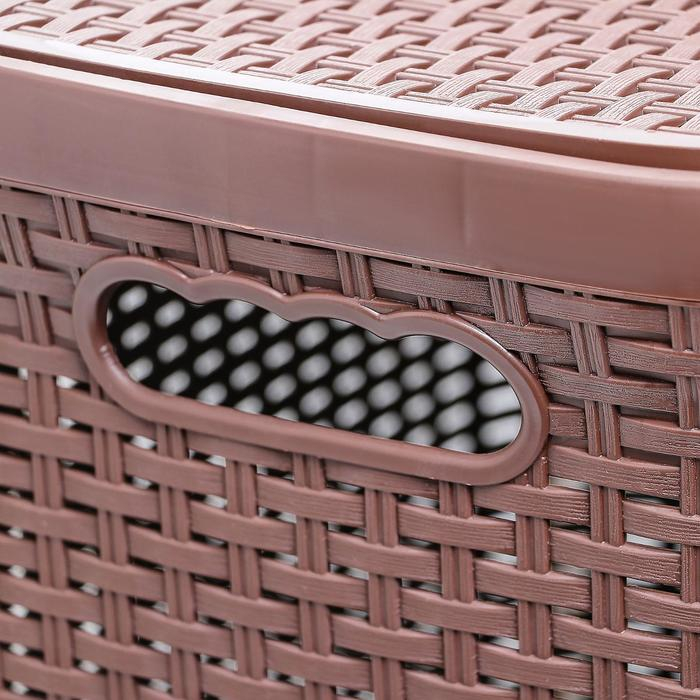 Корзина бельевая с крышкой «Ротанг», 60 л, 34×44×56 см, цвет микс