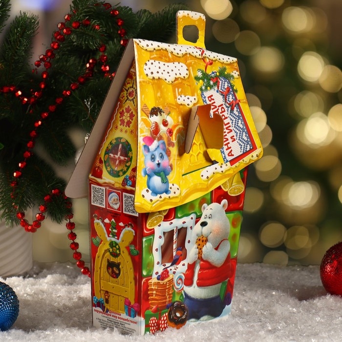 Новый год. Подарочная коробка Новый год. Подарочная коробка "Мармелад", дом сказочный, 14,3 х 7,2 х 28,5 см.