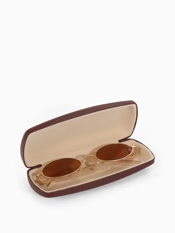 Футляр для очков на хлопушке, размер 16&times;6.5&times;3.5 см, коричневый