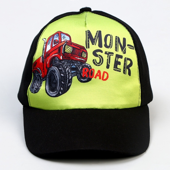 Кепка детская для мальчика Monster road, цвет чёрный, р-р. 52-54 Кепка детская для мальчика Monster road, цвет чёрный, р-р. 52-54