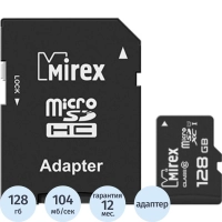 Карта памяти Mirex microSDХC с адап 128Gb/UHS-I/U1/class 10(13613-AD10S128)