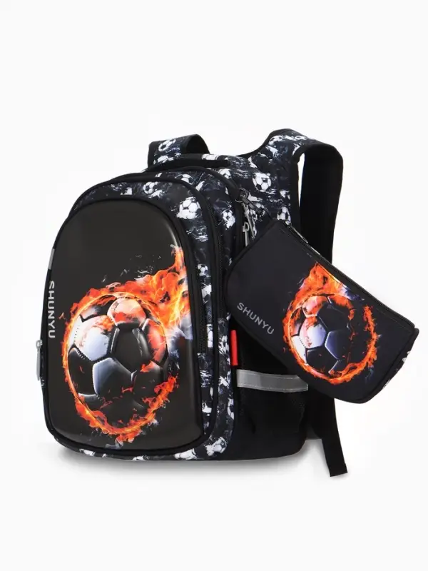 Рюкзак школ. с Эргон. спин. 29*13*38 см, +Пенал, мальчик, Футбол, черный