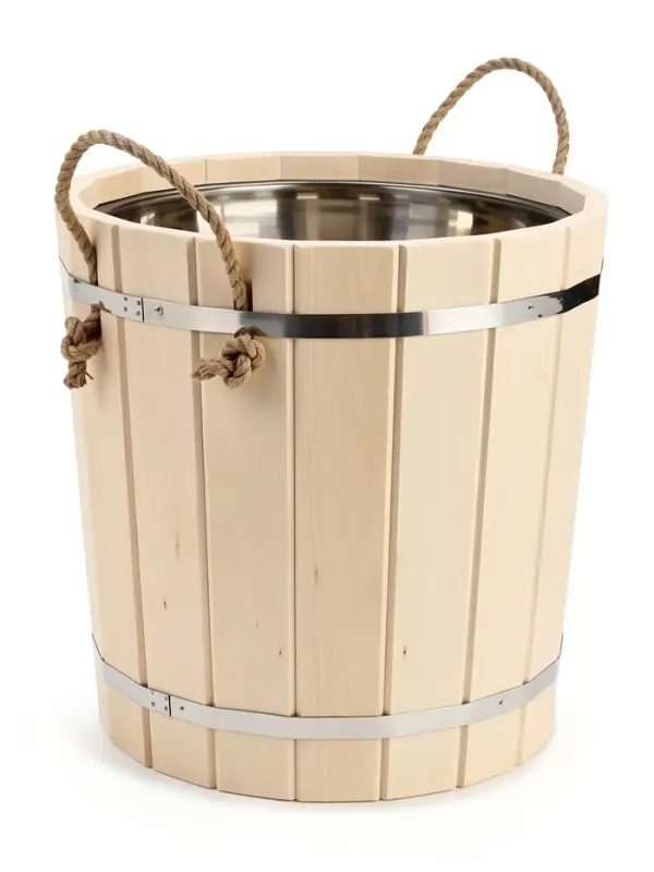 Ведро-запарник для бани и сауны, 20 л, деревянное, нержавеющая вставка