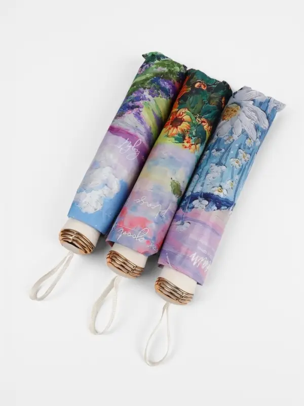 Зонт механический &laquo;Природа&raquo;, эпонж, 4 сложения, 8 спиц, R=47/55 см, d=94 см, МИКС