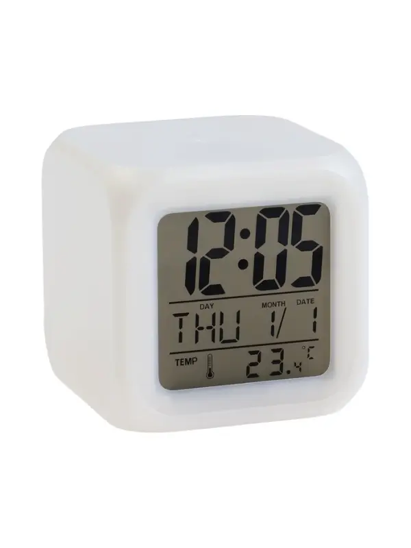 Часы - будильник LB-03, дата, температура, белый