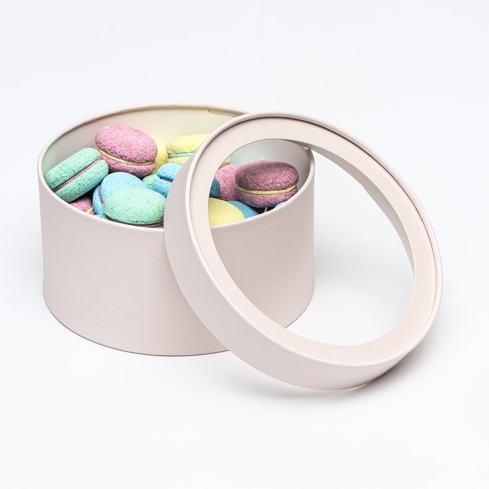 Подарочная коробка "Frilly" пудра, завальцованная с окном, 21 х 11  см