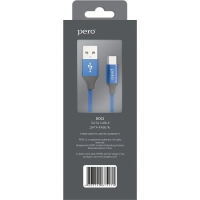 Кабель USB PERO DC-02 Type-C, 3А, 1м, синий