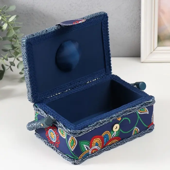 Шкатулка для рукоделия и шитья &laquo;Цветочная мозаика&raquo;, хранение ниток, иголок, мелочи, 18&times;12&times;9.5 см