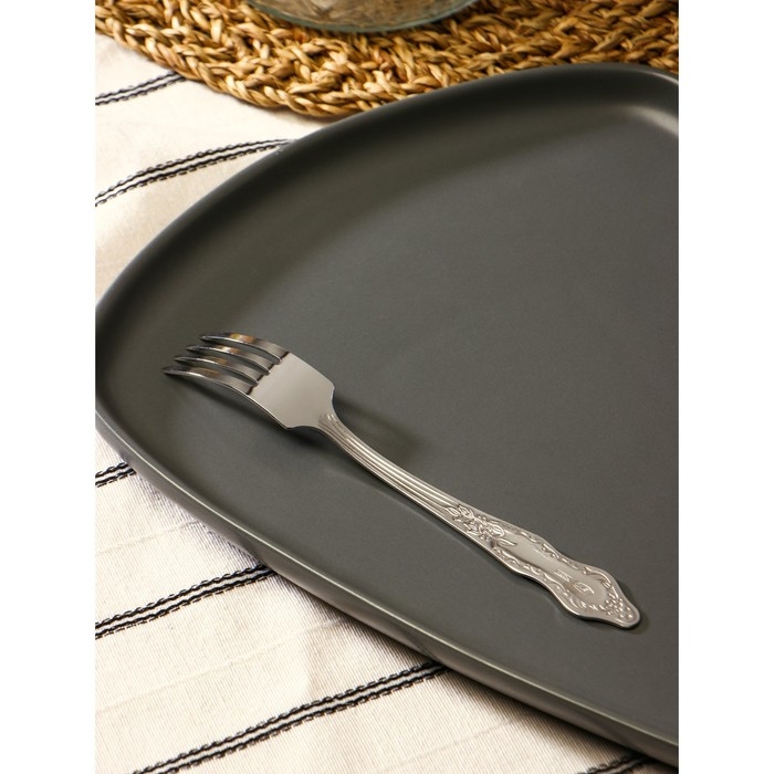 Вилка десертная &laquo;Славяна&raquo;, h=16 см, толщина 1,2 мм, цвет серебряный