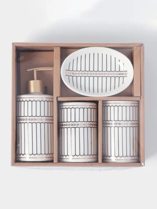 Набор аксессуаров для ванной комнаты &laquo;Греция&raquo;, 4 предмета, мыльница, дозатор 350 мл, два стакана, серый