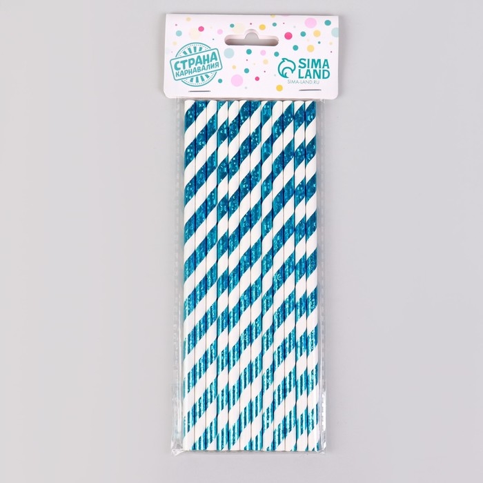 Трубочки для коктейля «Спираль», набор 12 шт., голография, цвет голубой Трубочки для коктейля «Спираль», набор 12 шт., голография, цвет голубой