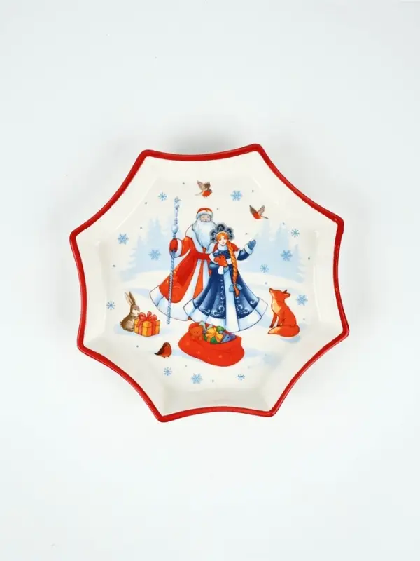 Блюдо керамическое новогоднее «Сказочного года», 21×21×3 см, ручная работа Блюдо керамическое новогоднее «Сказочного года», 21×21×3 см, ручная работа