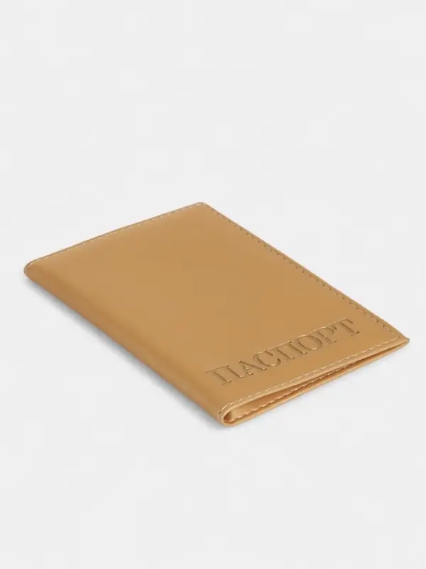 Обложка для паспорта, с тиснением, бежевая