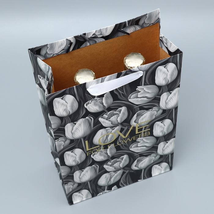 Пакет подарочный под две бутылки, упаковка, Tulip, тиснение, 35 х 20 х 9 см Пакет подарочный под две бутылки, упаковка, Tulip, тиснение, 35 х 20 х 9 см