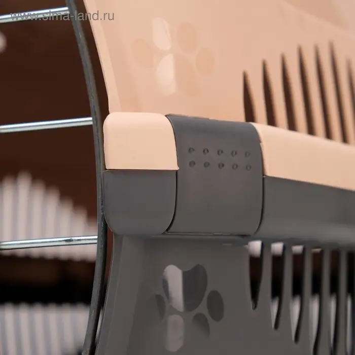 Переноска для животных до 12 кг &laquo;Пижон&raquo;, 49&times;33&times;32 см, металлическая дверь, пластик, бежевая, серая