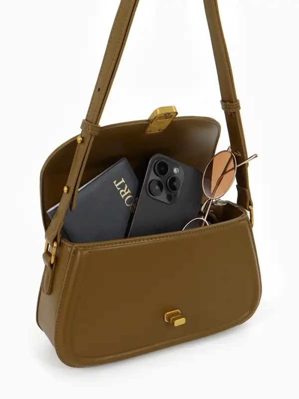 Сумка женская мессенджер TEXTURA на клапане, 23&times;6&times;13 см, хаки