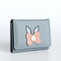 Кошелёк &laquo;Цветочек&raquo;, маленький, для девочки, на кнопке, голубой