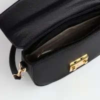 Сумка женская мессенджер TEXTURA на клапане, 23&times;6&times;15 см, чёрная