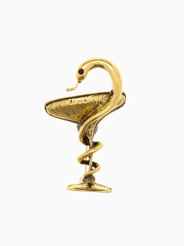 Брошь &laquo;Змея в геральдике&raquo;, знак, 4.4 см, цвет чернёное золото