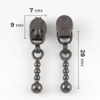 Бегунок для молнии &laquo;Спираль&raquo;, №3, декоративный, 10 шт., цвет чёрный никель