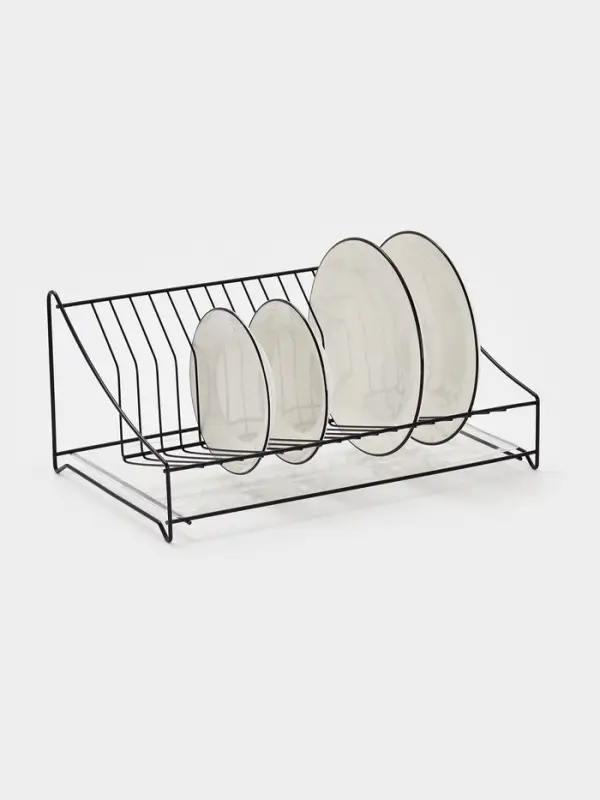 Сушилка для тарелок с поддоном 38*17,5*23,5 см, цвет черный