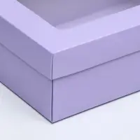 Коробка подарочная складная, упаковка, крышка-дно, с окном, сиреневая, 24&times;17&times;8 см