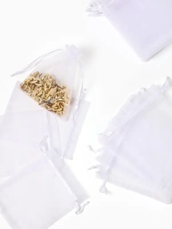 Мешочек подарочный набор 20 шт, 10*12см, органза, цвет белый Мешочек подарочный набор 20 шт, 10*12см, органза, цвет белый