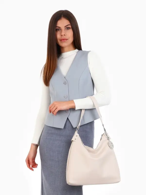 Сумка - мешок женская TEXTURA, на молнии, 32&times;11&times;32 см, бежевая