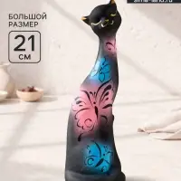 Фигура керамика &laquo;Кошка Итальянка&raquo;, бабочки, 21 см, чёрный