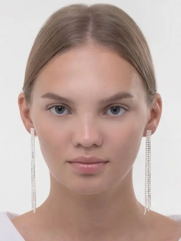 Серьги клипсы для ушей QF &laquo;Лёд&raquo;, тройная сплошная, белые в серебре