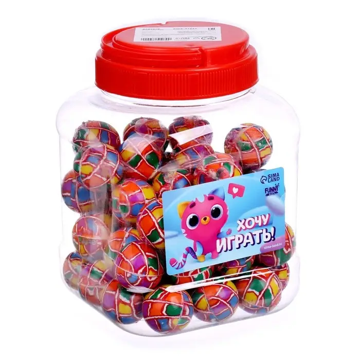 Мяч каучуковый, попрыгунчик «Хочу играть», в банке, 50 шт Мяч каучуковый, попрыгунчик «Хочу играть», в банке, 50 шт
