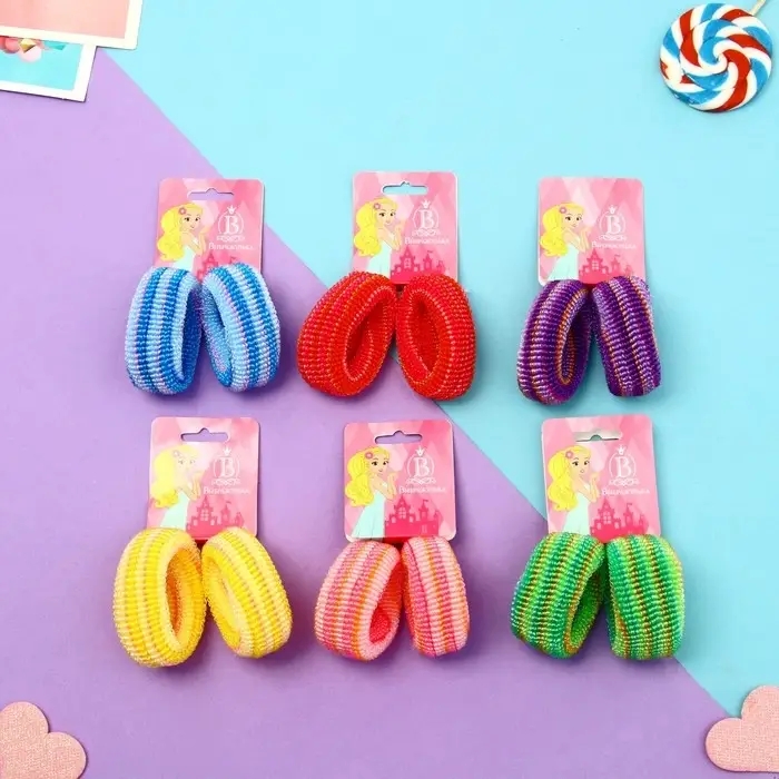 Резинка для волос Резинка для волос "Махрушка" (набор 2 шт) полоски люкс, 4 см, микс