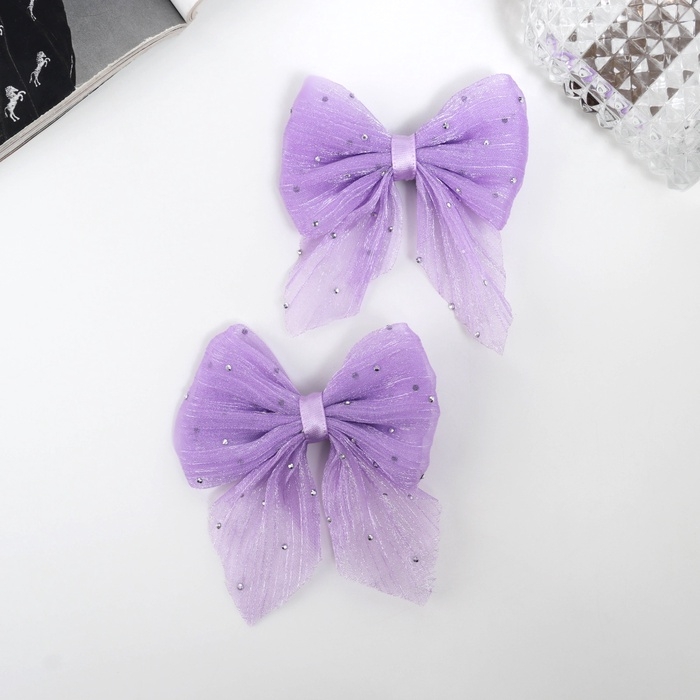 Зажим для волос  Зажим для волос "Марта" (набор 2 шт) переливы, 7,5 см, сиреневый