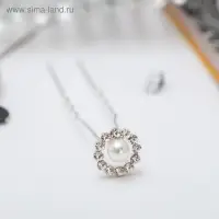 Шпилька для волос «Бусинка в круге», 1.2×6 см, серебро