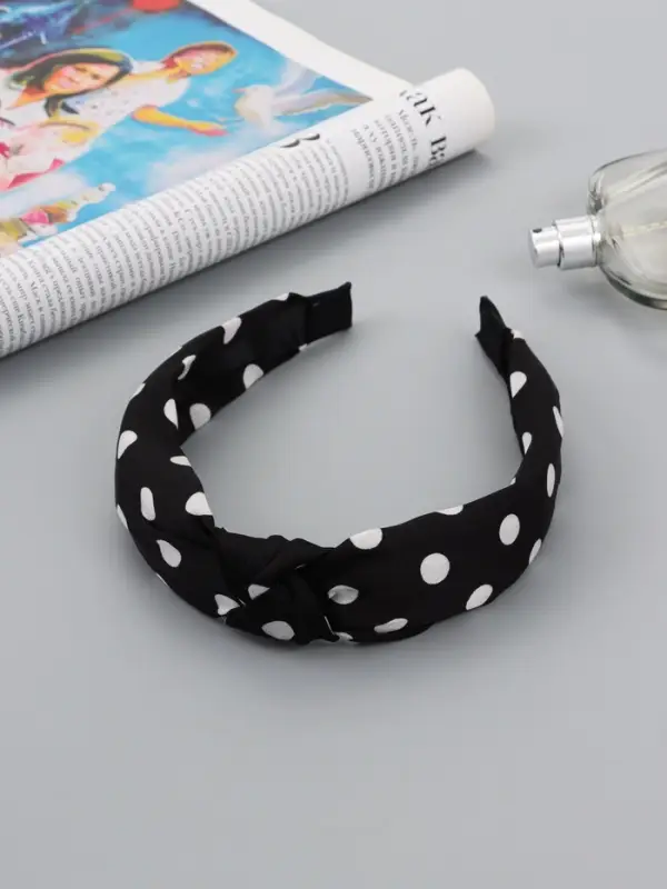 Ободок для волос QF &laquo;Кокетка&raquo;, 3 см, чёрный горох