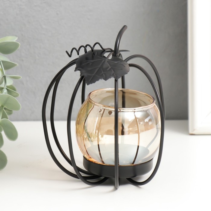 Подсвечник металл, стекло на 1 свечу Подсвечник металл, стекло на 1 свечу "Яблочко" d-4 см 11х9х12 см