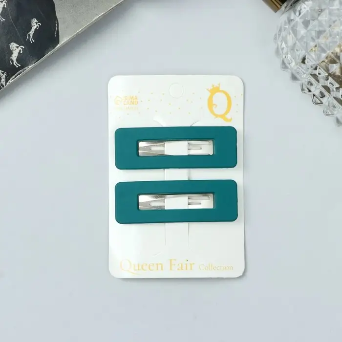 Невидимки для волос «Адели», набор 2 шт., матовый прямой, 5 см, зелёные Невидимки для волос «Адели», набор 2 шт., матовый прямой, 5 см, зелёные