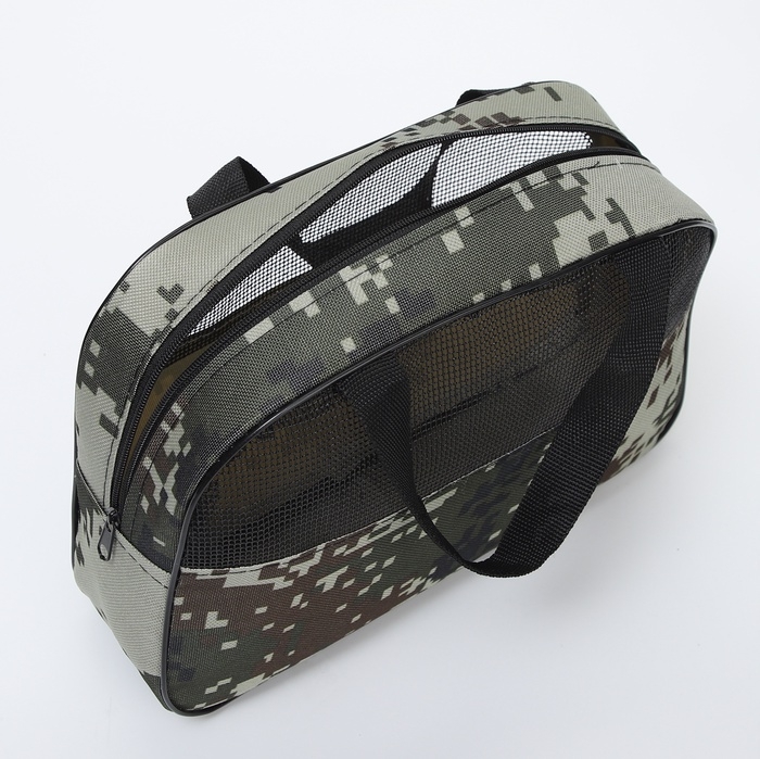 Косметичка на молнии, с ручками, цвет зелёный/бежевый Косметичка на молнии, с ручками, цвет зелёный/бежевый