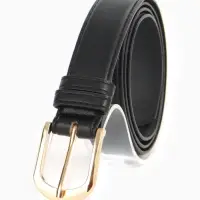 Ремень женский, 110&times;2.8 см, классическая пряжка металл, золотистая, чёрный